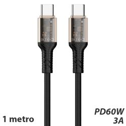 Cable Trenzado USB Tipo C a USB Tipo C PD 60W y 3A Negro