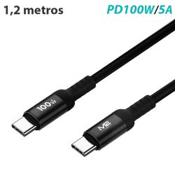 Cable trenzado PD 100W 5A USB Tipo C a USB Tipo C Negro