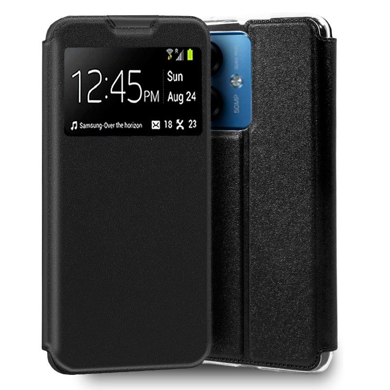 Funda con Tapa y Ventana negra para Motorola Moto G14