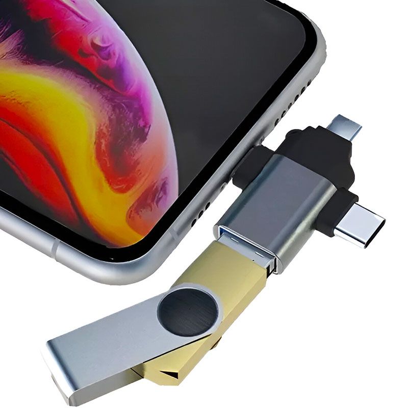 Adaptador OTG 3 en 1 con conector USB tipo C, Lightning, Micro USB y USB 3.0