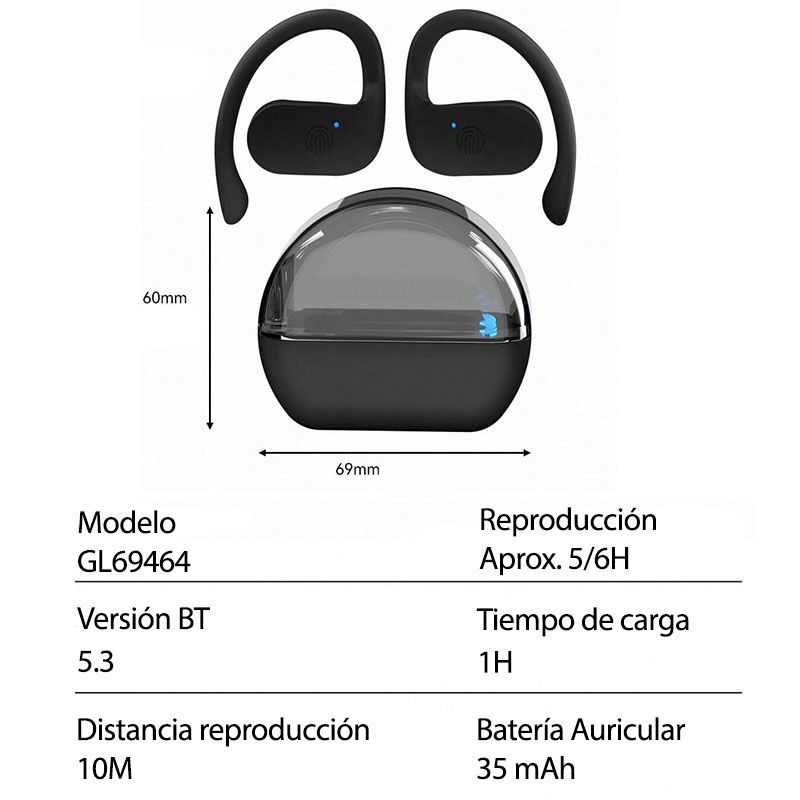 Auriculares Inalámbricos Deportivos con estuche de carga