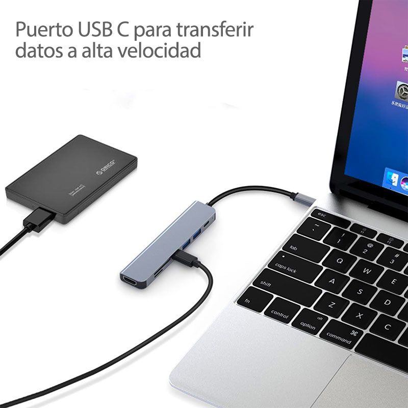 Adaptador Multipuerto USB C con HDMI 4K, USB 3.0, USB C PD y Lector de tarjetas