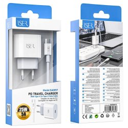 Cargador Usb C Carga rápida PD 25W con Cable USB C a USB C