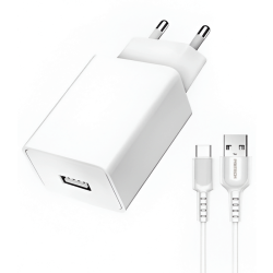 Cargador Rápido USB 18W con Cable Tipo-C 1M