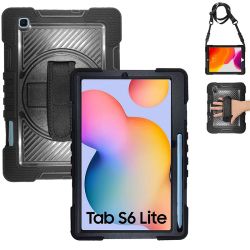 Funda Rugerizada para Samsung Galaxy Tab S6 Lite con Asa, Correa y Soporte