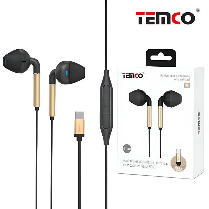 Auriculares Tipo C TEMCO EST14 Dorado