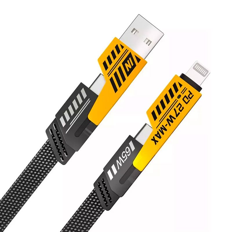 Cable 4 en 1 65W y 3A, USB y Tipo C a Lightning y Tipo C