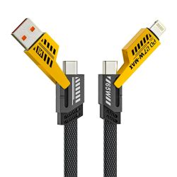 Cable 4 en 1 65W y 3A, USB y Tipo C a Lightning y Tipo C