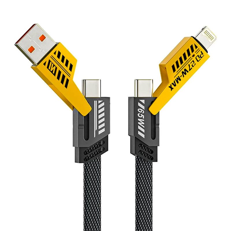 Cable 4 en 1 65W y 3A, USB y Tipo C a Lightning y Tipo C