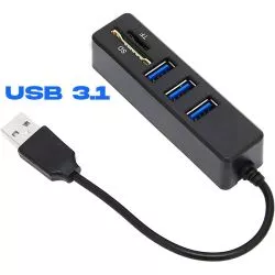 Hub USB 3.1 SD-3800 de 3 Puertos con Lector de tarjetas