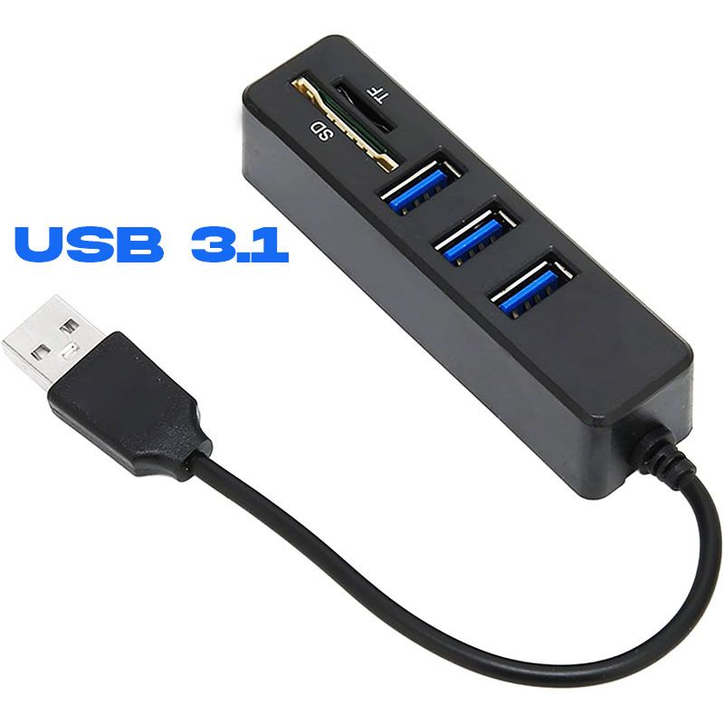 Hub USB 3.1 SD-3800 de 3 Puertos con Lector de tarjetas