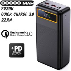 Bateria Externa de 30000 mAh con Carga Rápida 22.5W y 3A