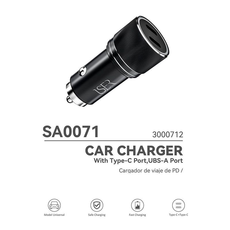 Cargador de Coche 50W con Doble Puerto Tipo C SA0071