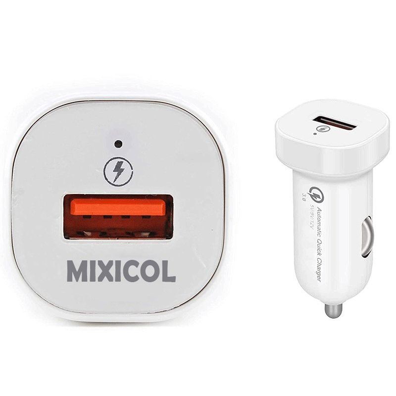 Cargador de Coche Carga Rápida de 14W 2.8A QC 3.0 y Cable Micro Usb