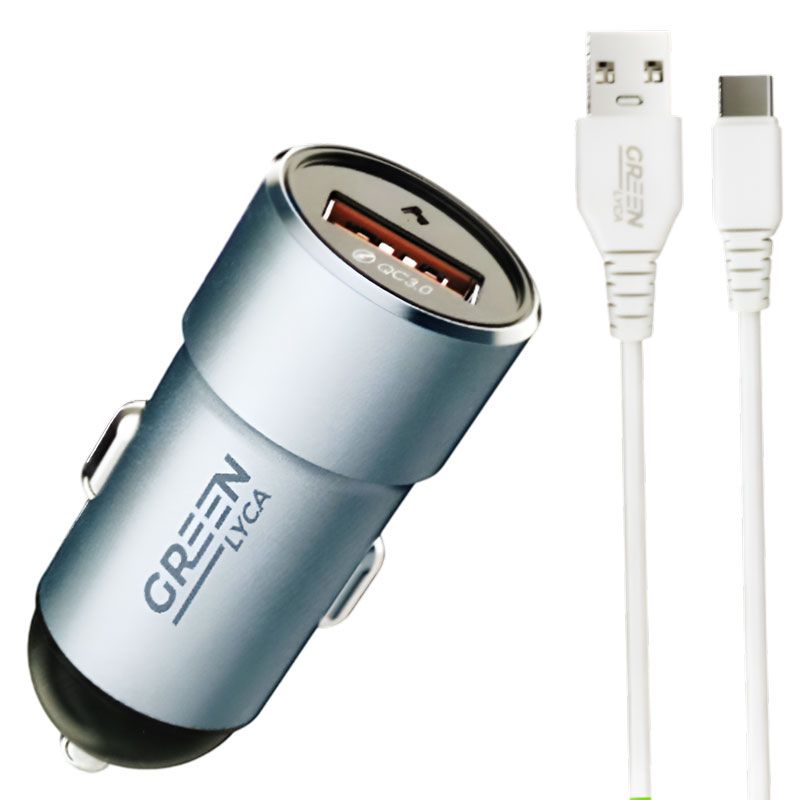Cargador de Coche 18W 3A con cable USB a USB Tipo C