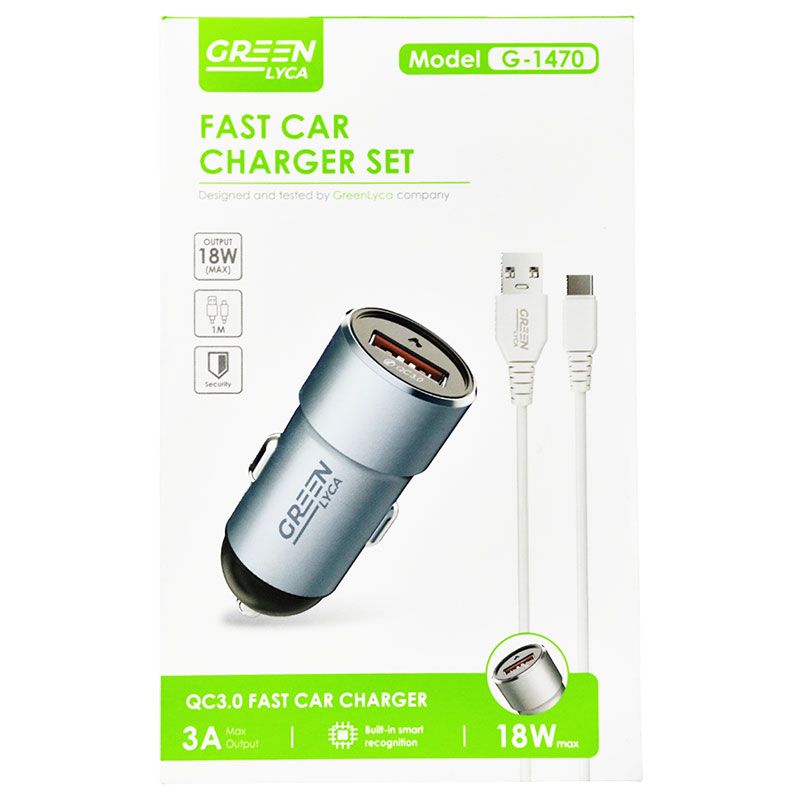 Cargador de Coche 18W 3A con cable USB a USB Tipo C