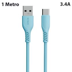 Cable Tipo C Azul 3.4A de Carga Rápida y 1 Metro