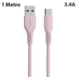 Cable Tipo C Rosa 3.4A de Carga Rápida y 1 Metro