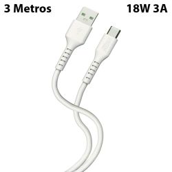 Cable Tipo C de 3 metros y carga rápida 3A 18W