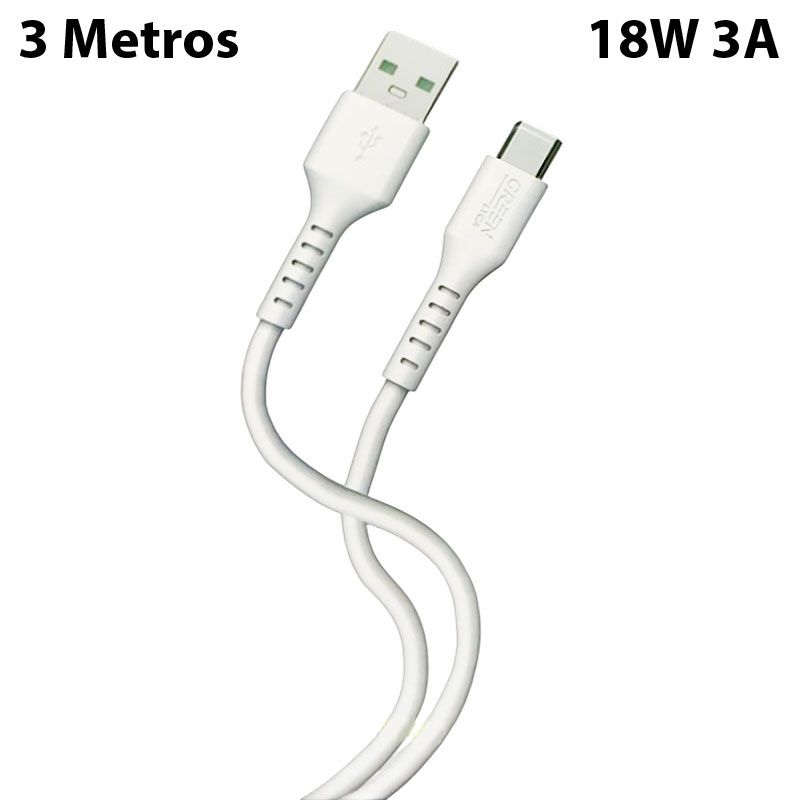 Cable Tipo C de 3 metros y carga rápida 3A 18W