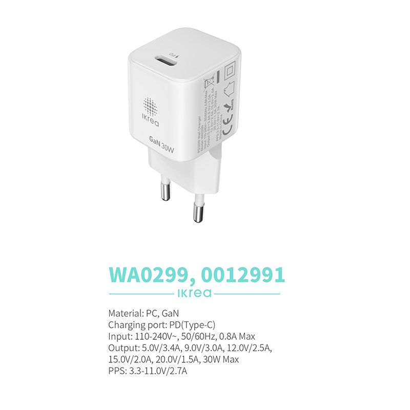 Cargador GaN 30W USB C WA0299