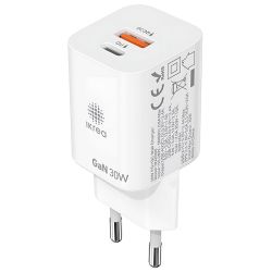 Cargador GaN 30W USB C + USB A WA0300