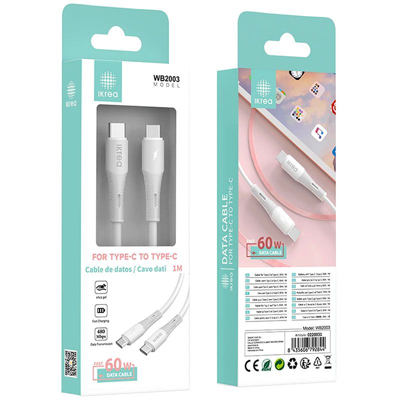 Cable Tipo C a Tipo C 60W de 1 Metro WB2003