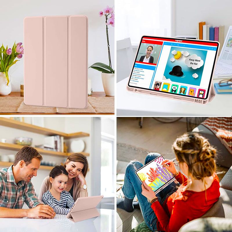 Funda tipo Smart Cover para iPad 10.2 / 10.5 con ranura para lápiz (Rosa)