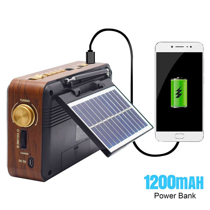 Radio Solar FM/AM/SW con linterna y Bluetooth
