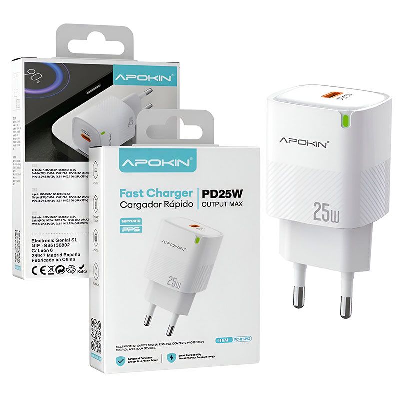 Cargador Tipo C PD 25W de carga rápida