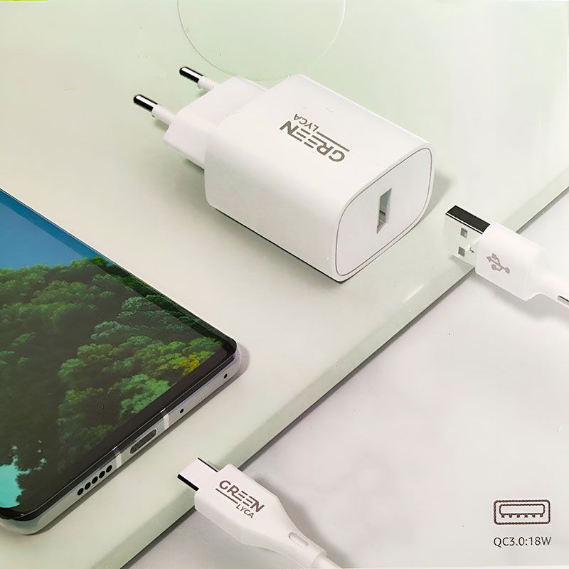 Cargador Usb a Usb C para móvil y tablet Carga rápida 3.6A 18W QC 3.0