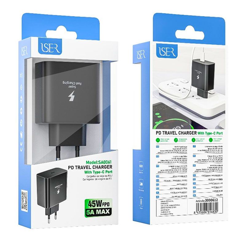 Cargador Usb C Carga rápida PD3.0 45W