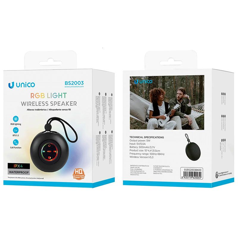 Altavoz Bluetooth Resistente al Agua con Cuerda UNICO BS2003