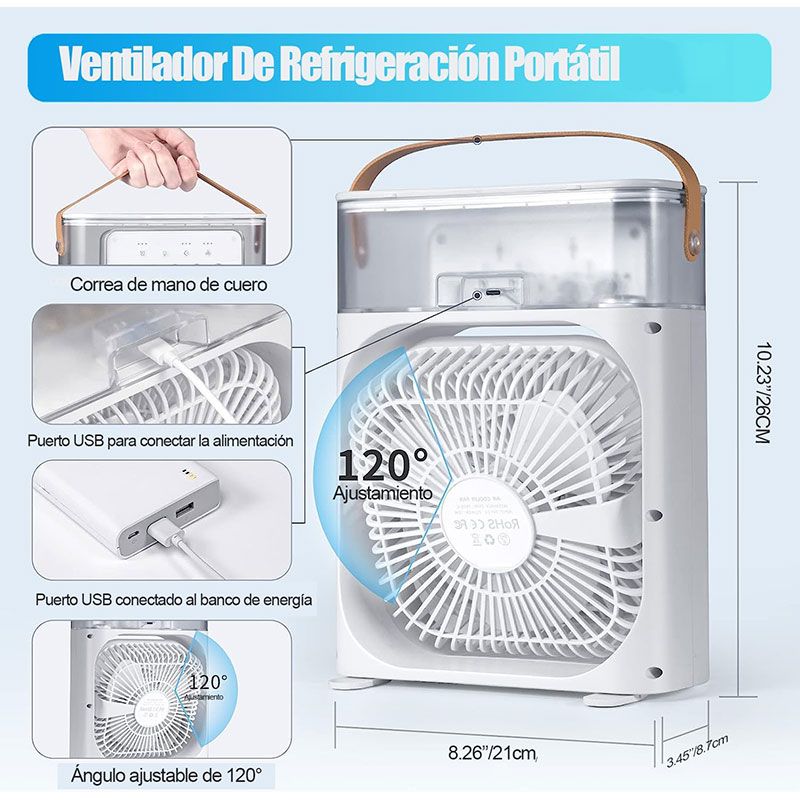 Ventilador con nebulizador y luces LED de ambiente GL69442