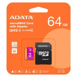 Tarjeta microSD ADATA 64GB UHS-I U1 Clase 10 con Adaptador
