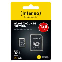 Tarjeta microSD Intenso 128GB UHS-I Clase 10 PREMIUM + Adaptador