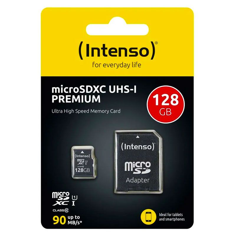 Tarjeta microSD Intenso 128GB UHS-I Clase 10 PREMIUM + Adaptador