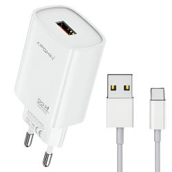 Cargador USB Supercharger 22.5W Carga Rápida + Cable USB Tipo C