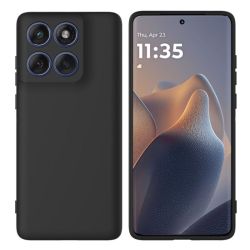 Funda Negra de silicona suave para Motorola Moto Edge 60 Pro 5G