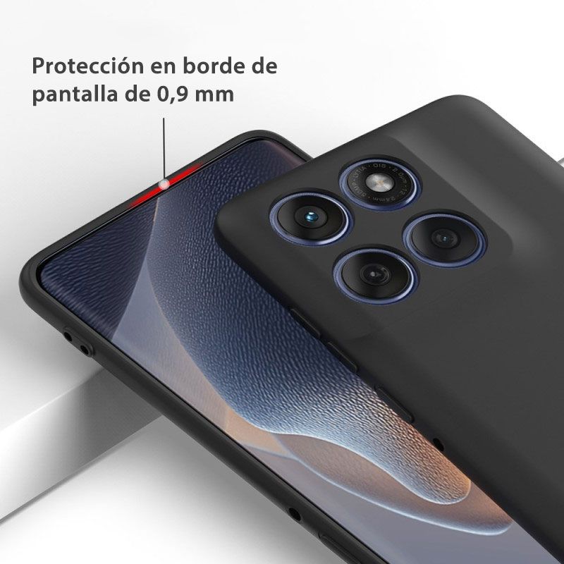 Funda Negra de silicona suave para Motorola Moto Edge 60 Pro 5G