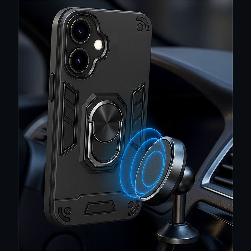 Funda Rugerizada con anillo para iPhone 16