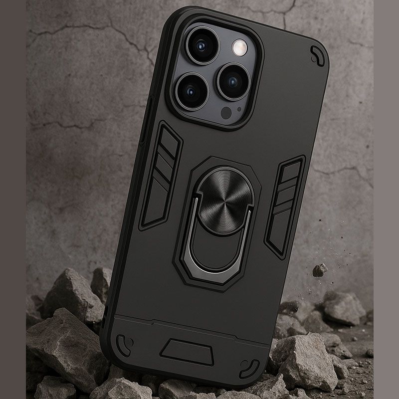 Funda Rugerizada con anillo para iPhone 16 Pro