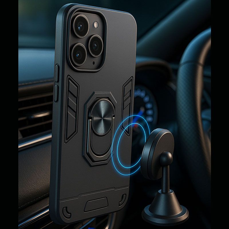 Funda Rugerizada con anillo para iPhone 16 Pro