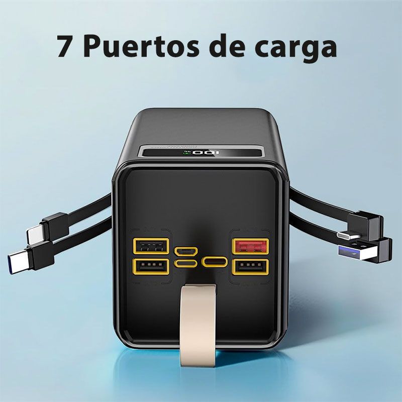 Batería Portátil de 60000 mAh con linterna y 7 puertos