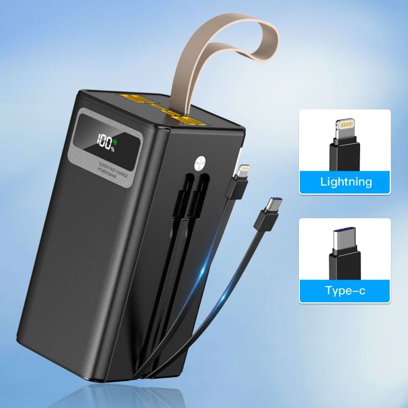 Batería Portátil de 60000 mAh con linterna y 7 puertos