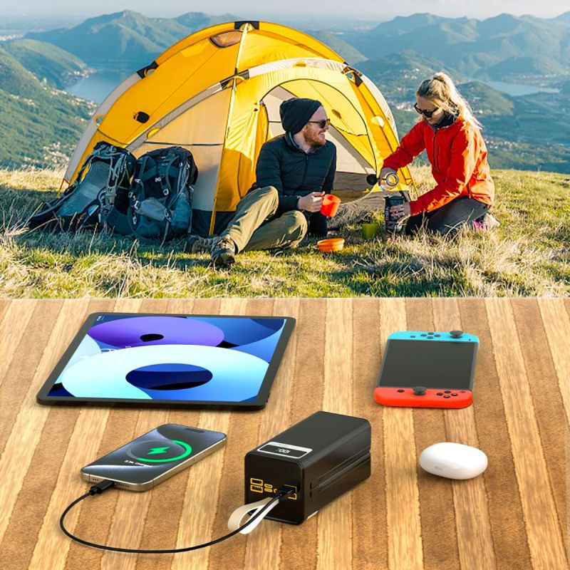 Batería Portátil de 60000 mAh con linterna y 7 puertos