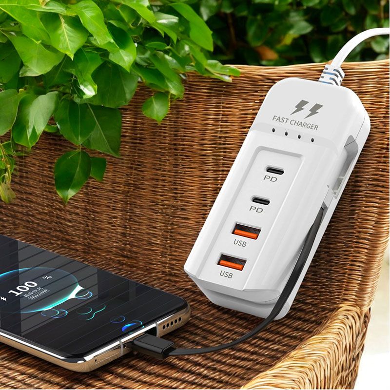 Regleta USB Tipo C y USB de 60W 4 + 1 con carga rápida