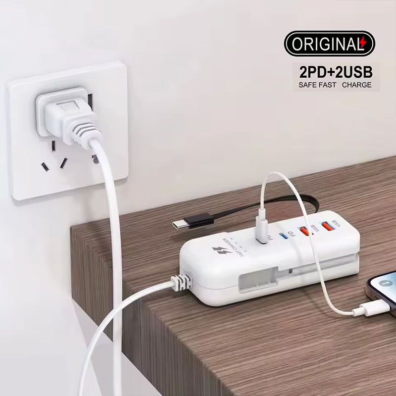 Regleta USB Tipo C y USB de 60W 4 + 1 con carga rápida