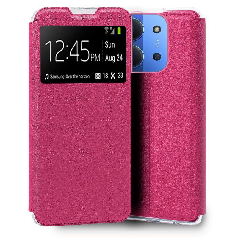 Funda con Tapa y Ventana para Xiaomi Redmi 15C Rosa