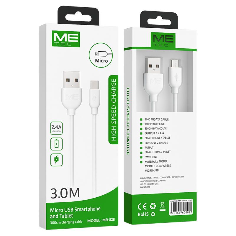 Cable USB a Micro USB de 3 Metros para Móvil y Tablet